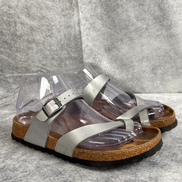 Betula By Birkenstock Shoes - Betula By Birkenstock Mayari Soft Footbed One Toe Sandal Silver Women's Size‎ 7